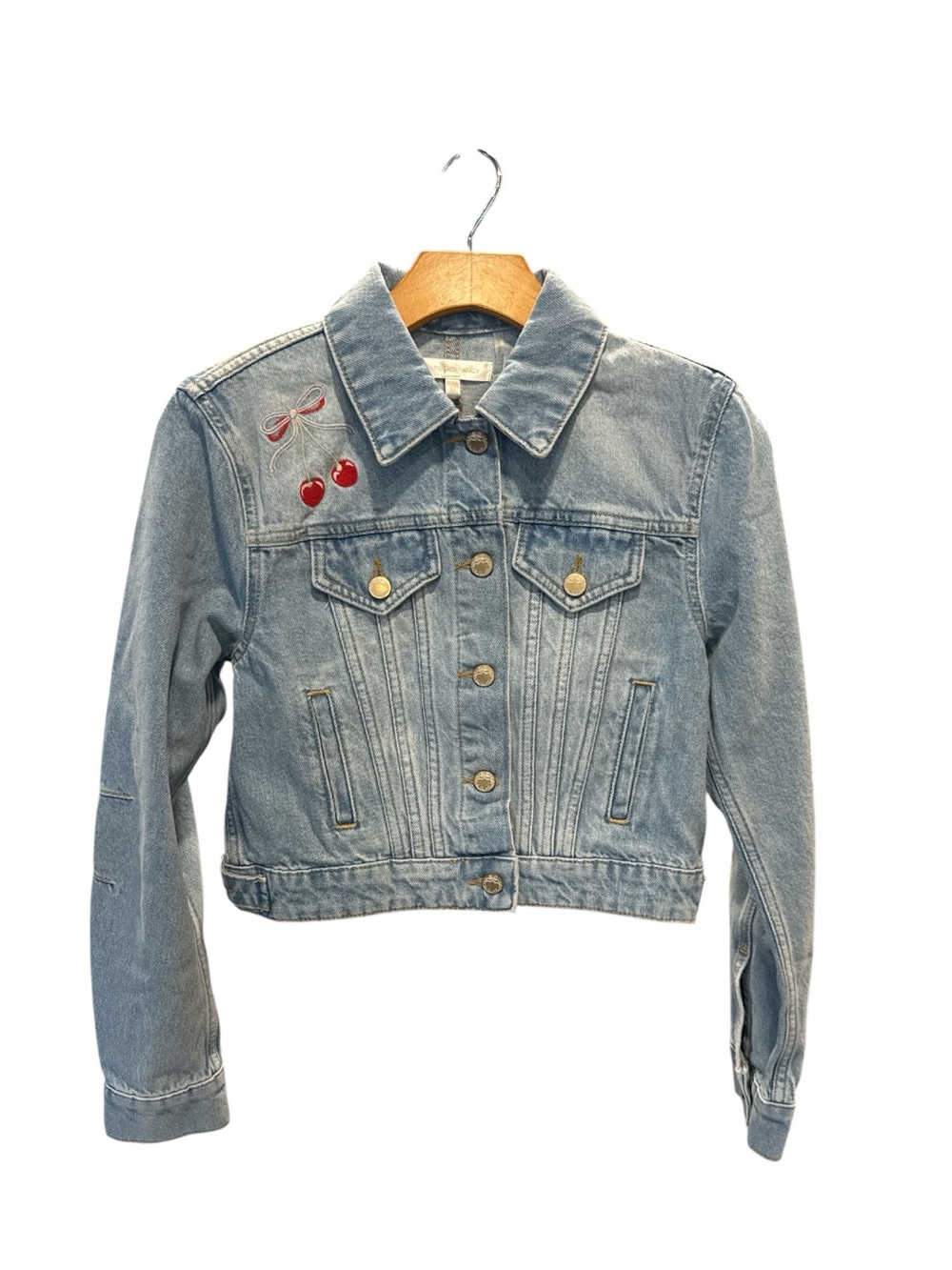 LoveShackFancy Bardot Cherry Denim Jacket - Picture 14 of 15